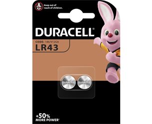 Duracell 1,5V Alkaline Lr43, Ag12, L1142, 186, V12ga, D186 2-Pack  *