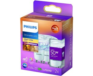 Philips 3,8W (50W) 345Lm 2200-2700K Dimbar 2-Pack *