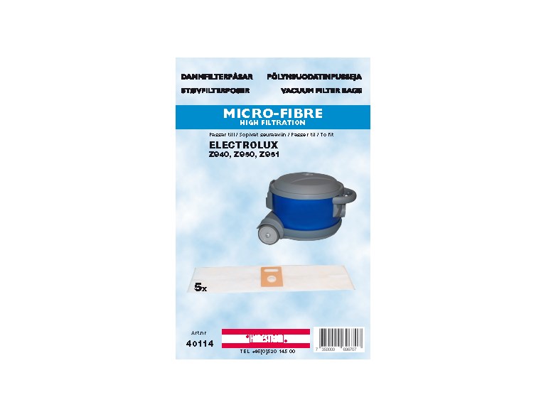 8 Sacchetti Filtro Carta Per Aspirapolvere Electrolux Z 90 - Modello E104K, Ricambio Originale