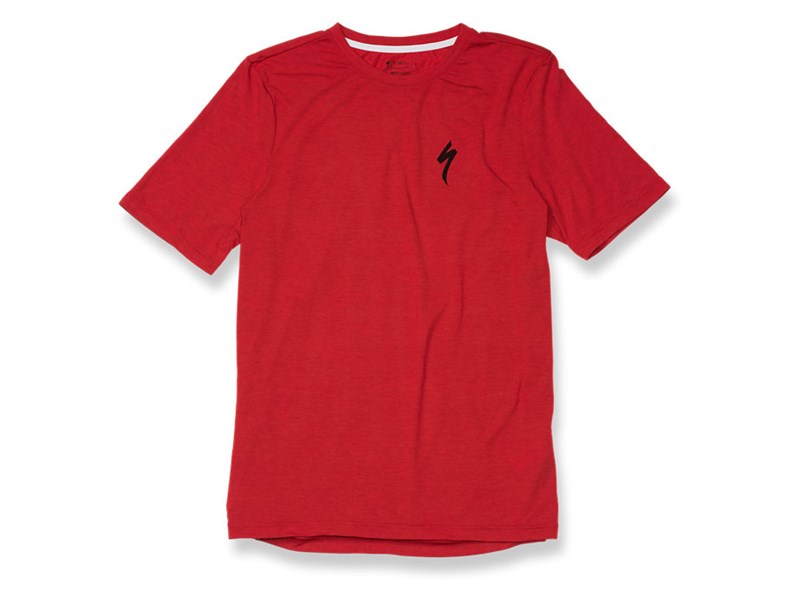 DRIRELEASE TEE S-LOGO RED HTHR/BLK S