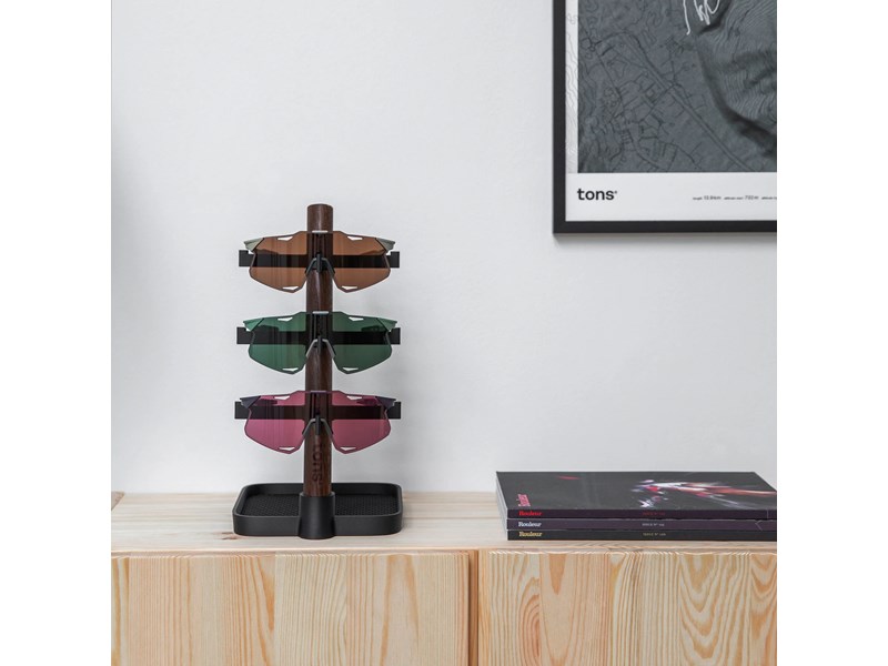 Desk Organiser . 3x Glasses + Charging Tray Natural Oak