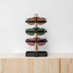 Desk Organiser . 3x Glasses + Charging Tray Natural Oak