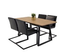 Venture Design Matrumspaket Inca & 4 Art Konstläder Svarta Karmstolar