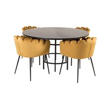 Furniture Fashion Matgrupp Copenhagen Svart & 4st Limhamn Karmstolar Gul