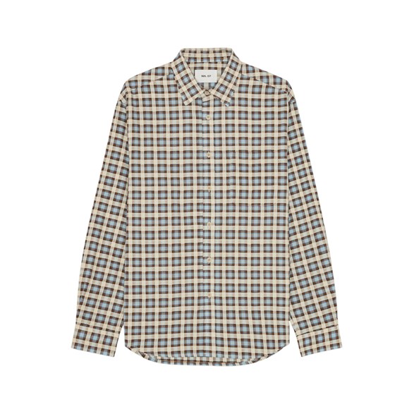 NN07 Deon Ls Shirt 50037 Blue Check