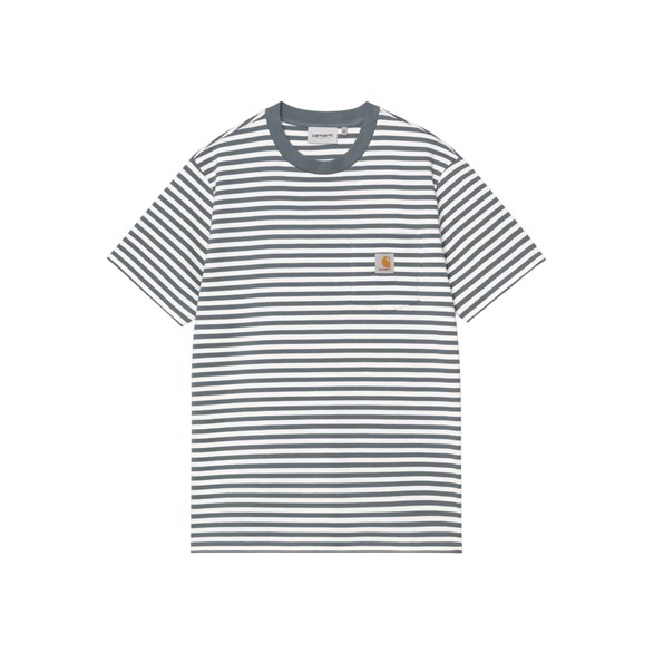 Carhartt WIP S/S Ezra Pocket T-Shirt Ezra Stripe Cozy Blue