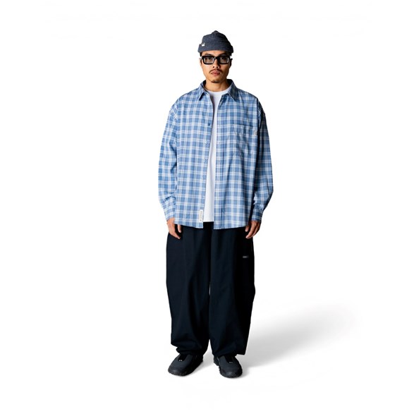 Woodbird Jong Dobby Check Shirt Light Blue