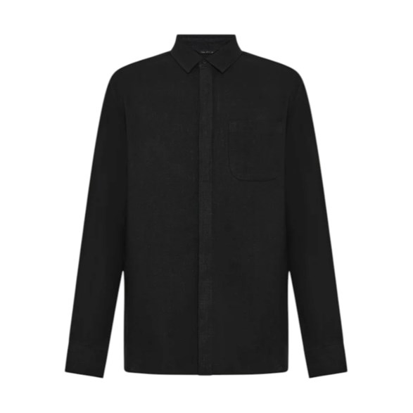 KnowledgeCotton Apparel Linen Mix Shirt Black Jet