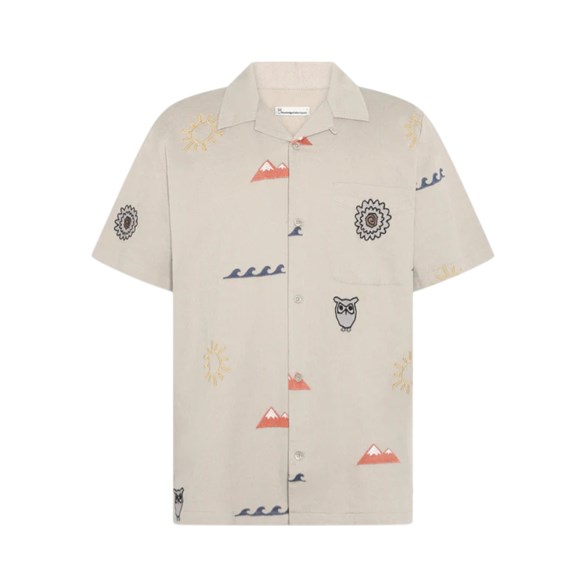 KnowledgeCotton Apparel Relaxed Embroidery Shirt Light Feather Gray