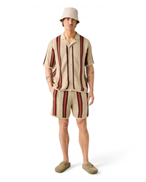 KnowledgeCotton Apparel Regular Striped Knitted Shirt Red Stripe