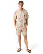 KnowledgeCotton Apparel Fig Loose Embroidery Shorts Light Feather Print