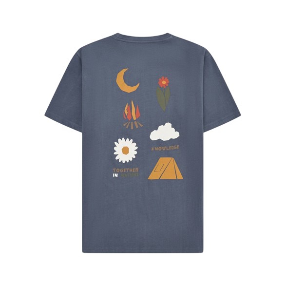 KnowledgeCotton Apparel Back Print T-Shirt Vintage Indigo
