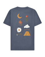 KnowledgeCotton Apparel Back Print T-Shirt Vintage Indigo
