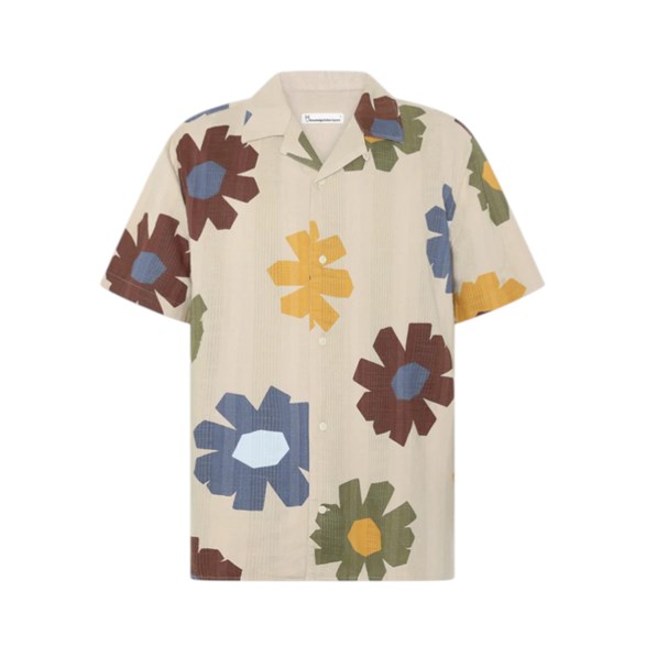 KnowledgeCotton Apparel Relaxed Print Ss Shirt Multi Print