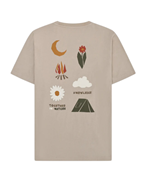 KnowledgeCotton Apparel Back Print T-Shirt Light Feather Gray