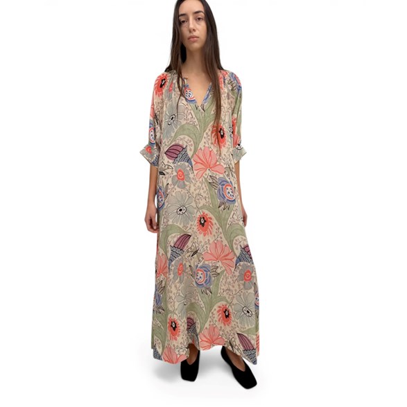 Rodebjer Windy Print Plissé Dress Coral Multi