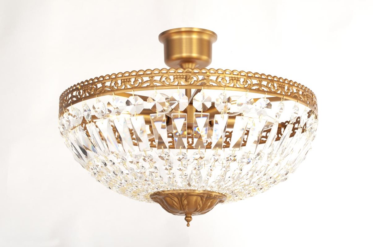 Norrsken Design Classic Kristallplafond Borstad Mässing Mellan