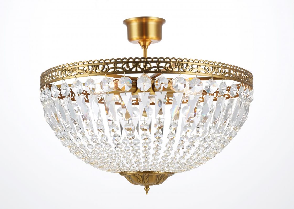 Norrsken Design Classic Kristallplafond Borstad Mässing Stor