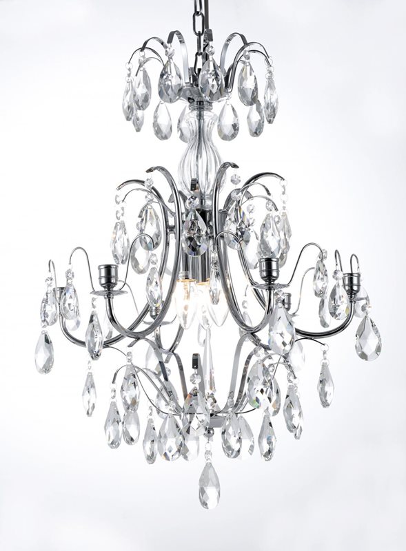 Norrsken Design Charlotte Kristallkrona Medium Krom 6-Armad