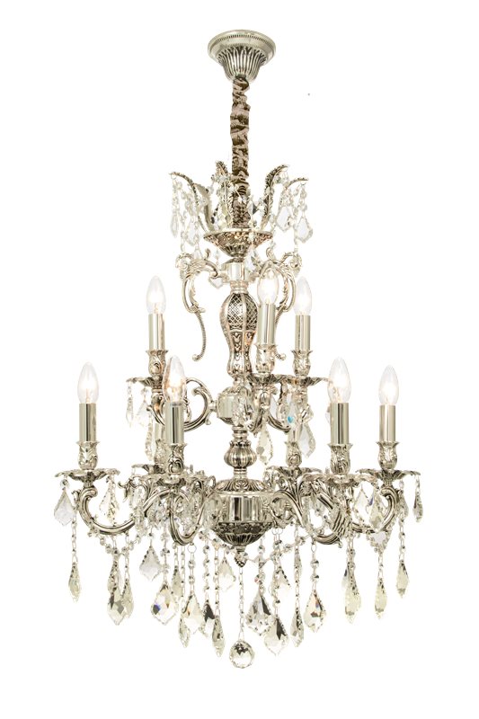 Aneta Lighting Allington takkrona kristallkrona 9-L antiksilver K5