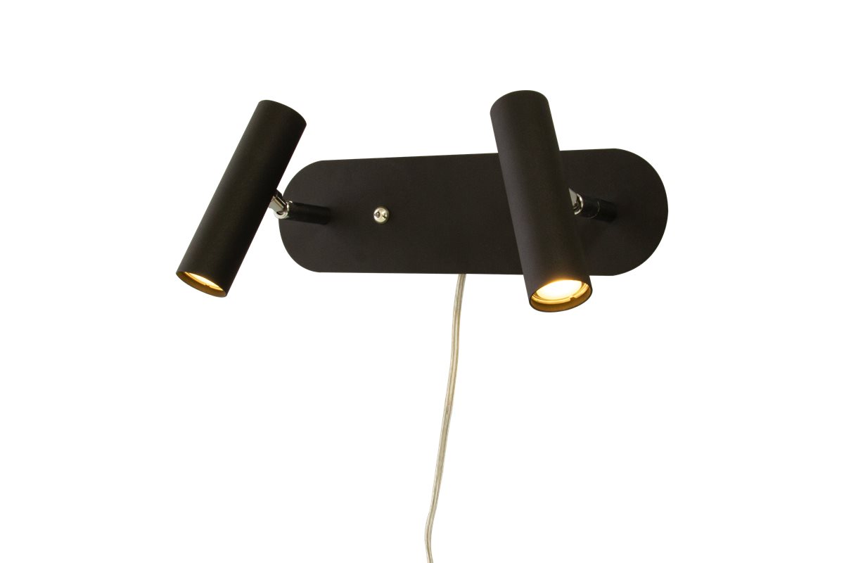 Aneta Lighting Artic vägglampa dubbel svart med dimmer