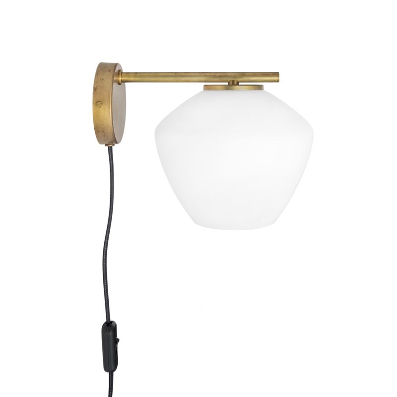 Konsthantverk Dk Vägglampa 1-Lågig Råmässing-Opalglas