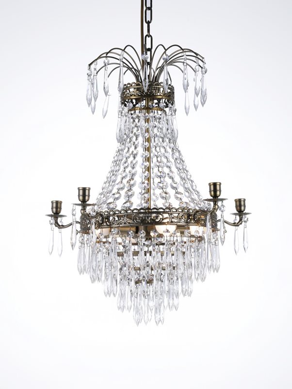 Norrsken Design Empire Kristallkrona 5-Armad Antikmässing 49X65cm