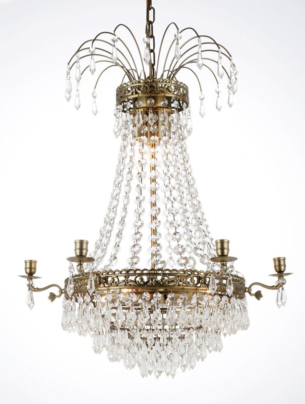 Norrsken Design Empire Kristallkrona 6-Armad Antikmässing 55X84cm