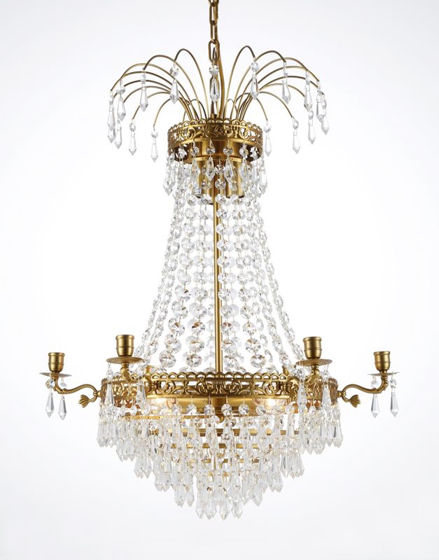 Norrsken Design Empire Kristallkrona 6-Armad Borstad Mässing 55X68cm