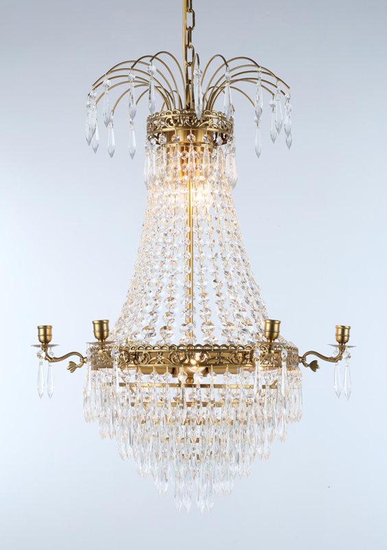 Norrsken Design Empire Kristallkrona 6-Armad Borstad Mässing 55X84cm