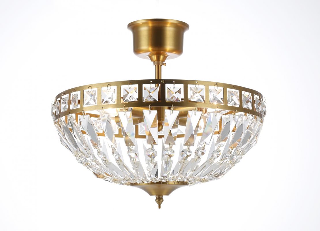 Norrsken Design Flores Kristallplafond Stor 36Cm Borstad Mässing