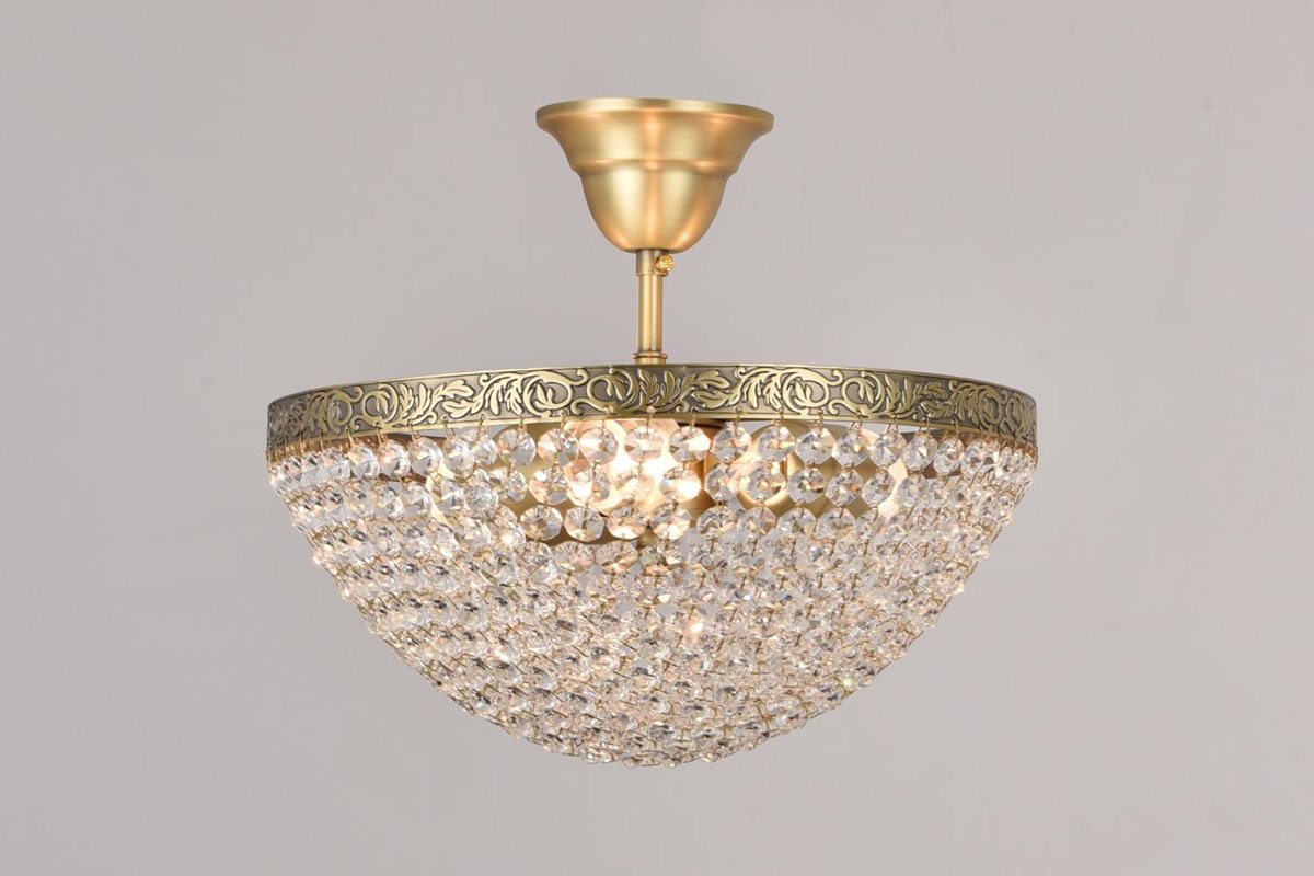 Norrsken Design Oscar Kristallplafond 30Cm, Antikmässing