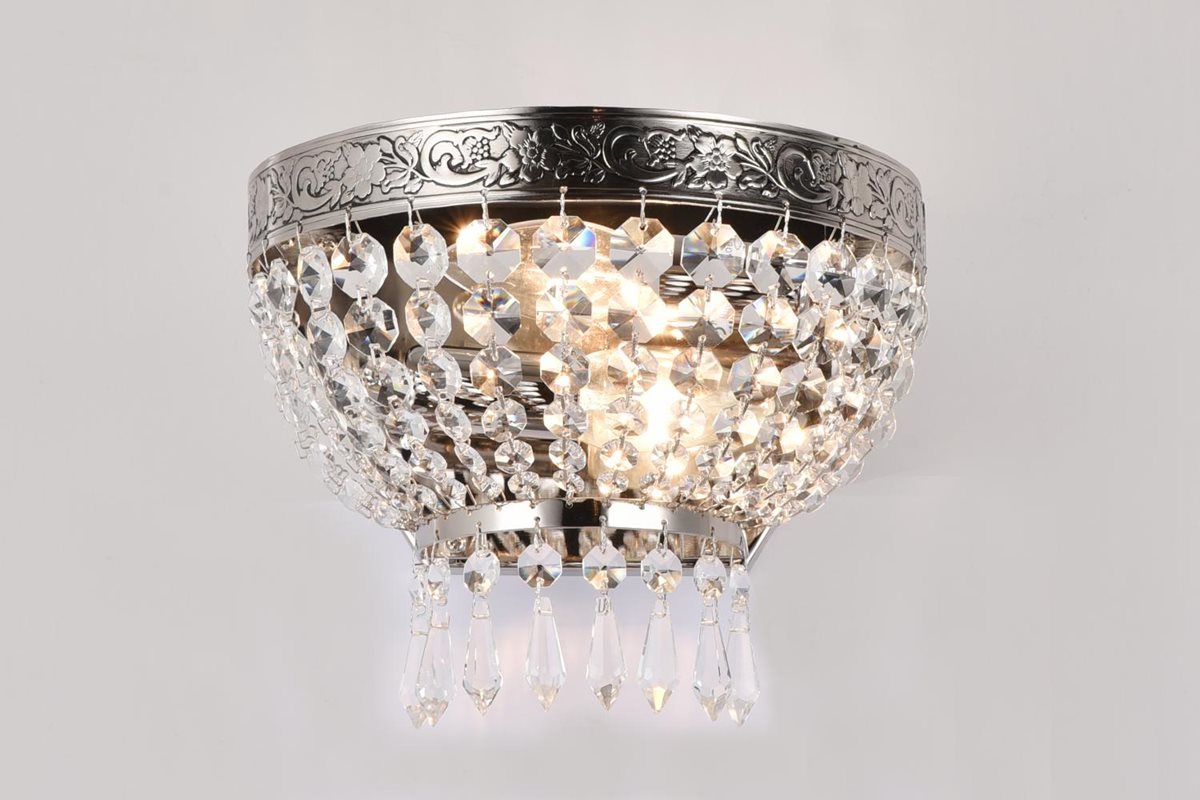 Norrsken Design Queen Vägglampett Kristall, Nickel