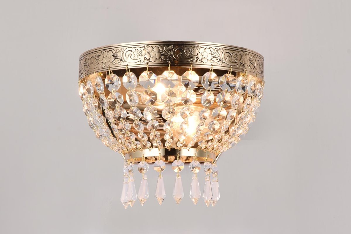 Norrsken Design Queen Vägglampett Kristall, Fransk-Guld
