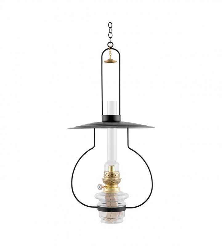 Karlskrona Lampfabrik Lyckeby Fotogenlampa svartlackerad järn/aluminium