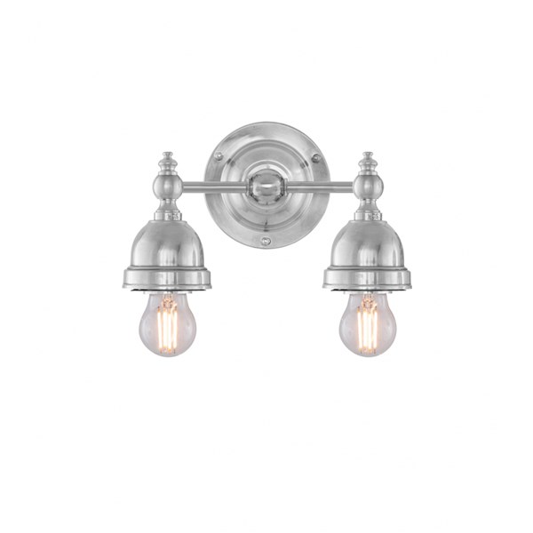 Karlskrona Lampfabrik Bergman Vägglampa, Fast Montage Ip21, Nickel, Exkl. Glas