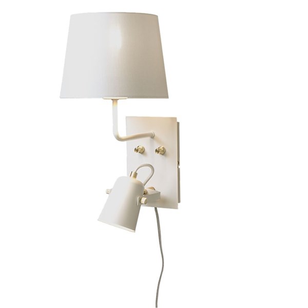 Aneta Lighting Metz Vägglampa Vit/Mässing Inkl Skärm Utgått