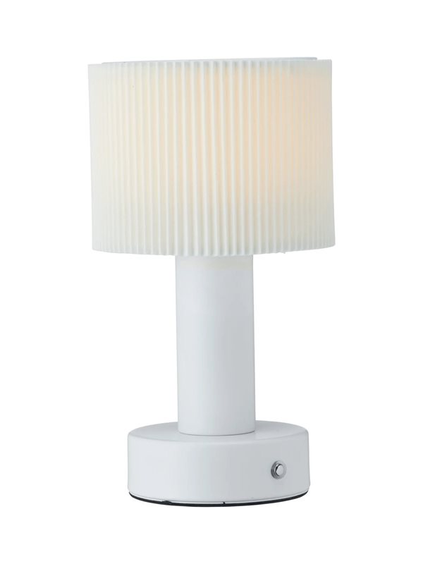 Pr Home Tiara Uppladdningsbar Bordslampa, Vit och plisserad skärm