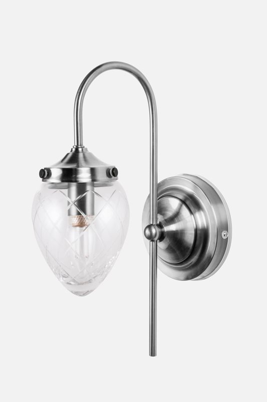 Globen Lighting Juni Vägglampa Ip44, Antikstål/Slipat Klarglas