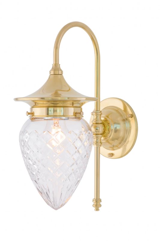 Karlskrona Lampfabrik Fryxell vägglampa badrum IP24, Mässing