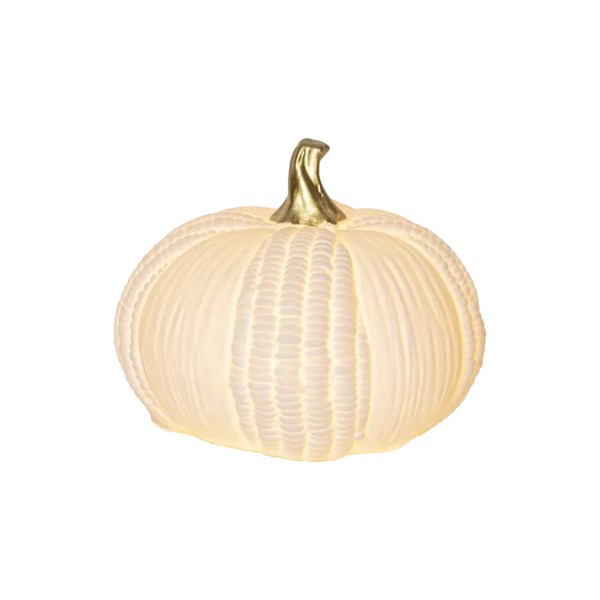 Star Trading Pumpkin LED-pumpa i porslin 15 × 12 cm, vit