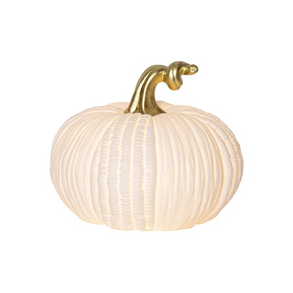 Star Trading Pumpkin LED-pumpa i porslin 17 × 15 cm, vit