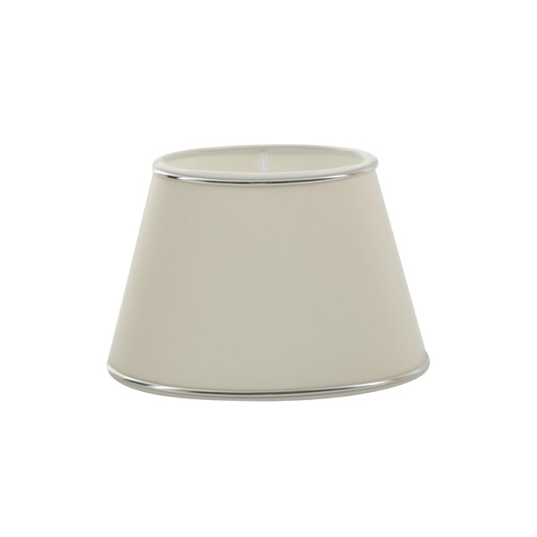 Hallbergs Belysning Armani lampskärm oval 25 cm, Offwhite med silverkant