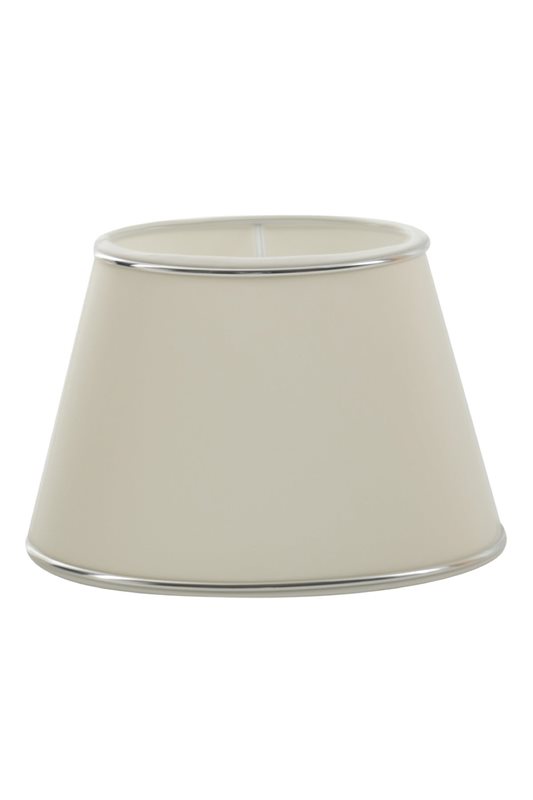 Hallbergs Belysning Armani lampskärm oval 25 cm, Offwhite med silverkant