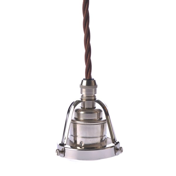 Texa Design Skomakarupphäng E27 Nickel/Brun Tvinnad Sladd 2,5M