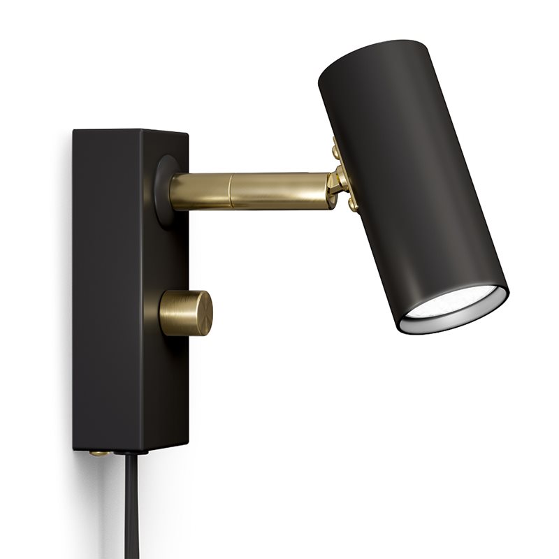 Belid V5751 Cato Led Vägg 1:A Med Dimmer, Svart-Mässing Exkl. Ljuskälla