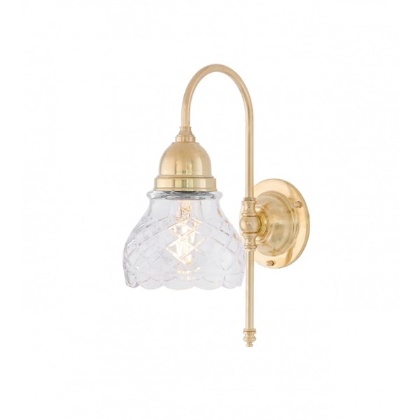 Karlskrona Lampfabrik Ahlström vägglampa IP21, Mässing & förnicklad mässing