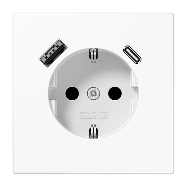 Jung Vägguttag 1-Vägs Ls990, Blankvit Med Usb-A-Usb-C