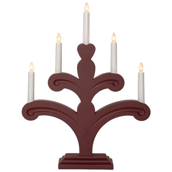 Star Trading Orsa Ljusstake 5-armad 48 cm, Röd & grön