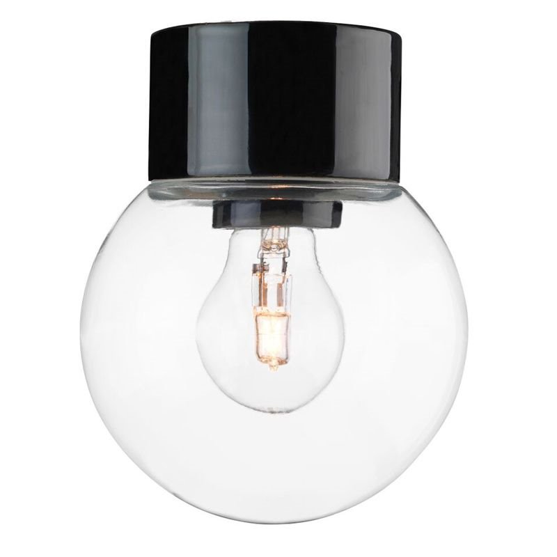 Ifö Electric Classic Glob Rak Svart/Klarglas 150Mm Ip54